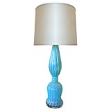 A Single Murano Opaline Turquoise Glass Lamp