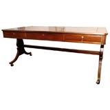 Large Partner Desk Inlaid with Brass and Mother of Pearl
