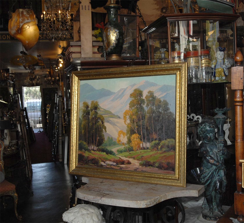 California landscape oil in original carved frame, signed Walter Farrington Moses.
