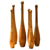 set of seven antique wooden clubs