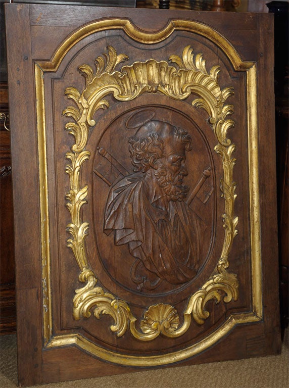 Large Carved Panel of St Peter In Good Condition In San Francisco, CA