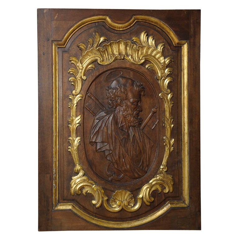 Large Carved Panel of St Peter