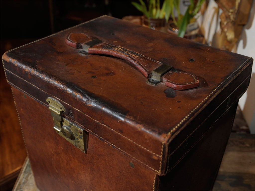 Antique Leather Hat Box at 1stDibs