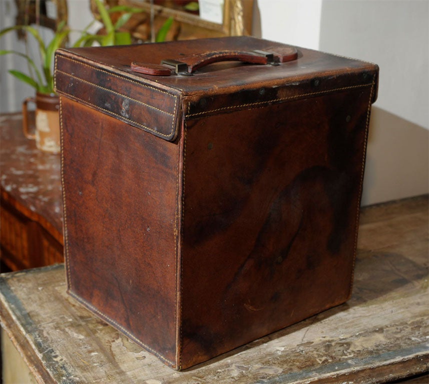 Antique Leather Hat Box at 1stDibs