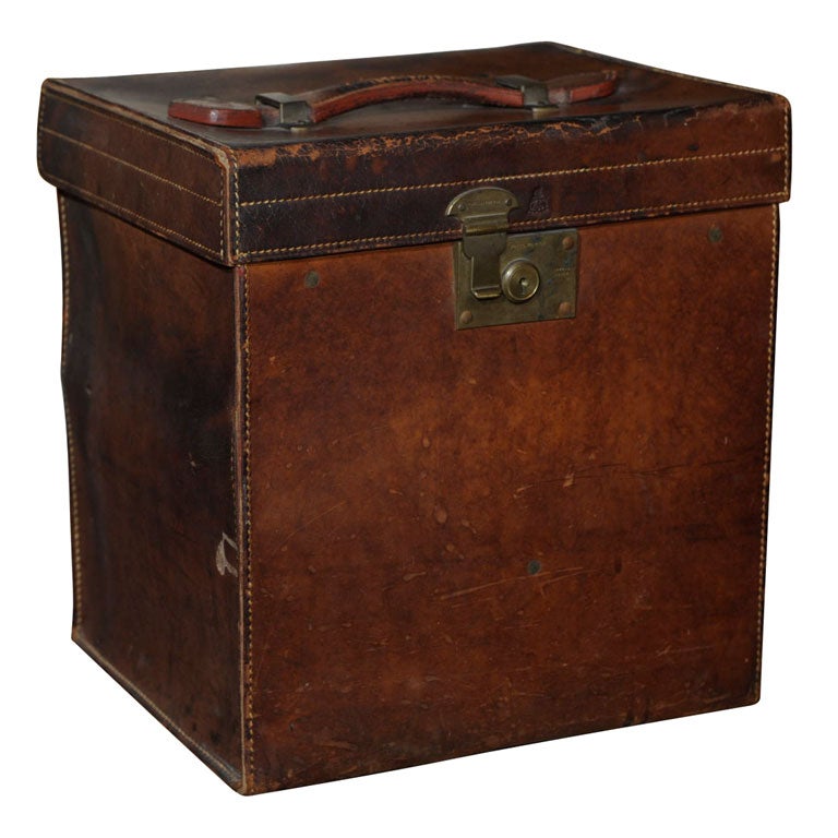 Antique Leather Hat Box at 1stdibs