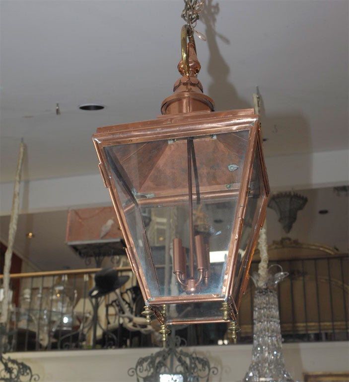 Large Polished Copper Lantern