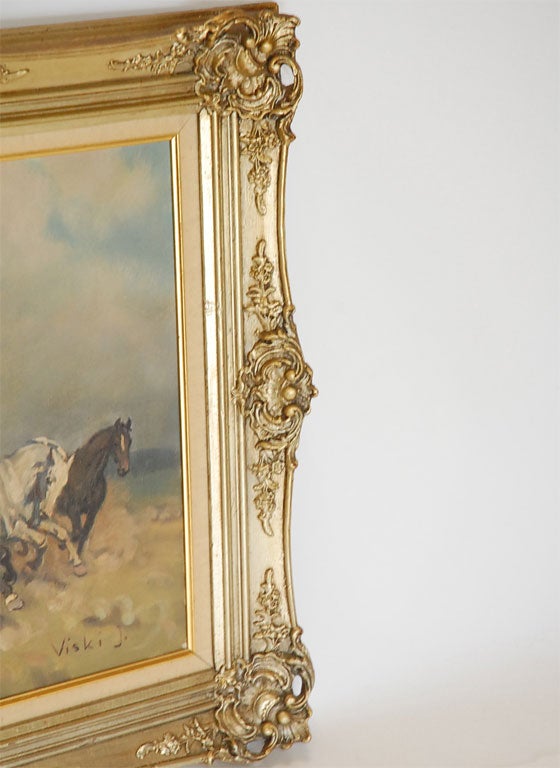 Hungarian Oil Painting of Horses