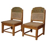 Pair of  Javanese Caned Teak Child's Chairs