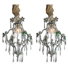 A Delicate Pair of Parisian 19th Century French Iron Chandeliers