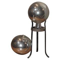 A Companion Pair of Silvered Mercury Glass Gazing Globes