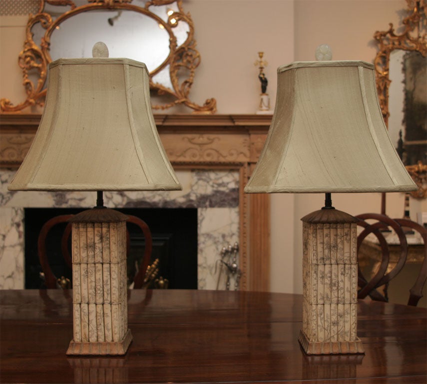 Pair of  Ivory lamps
