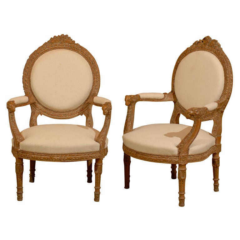 Pair of Late 19th Century French Ram's Head Arm Chairs