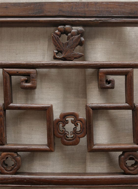 Hand-Carved Mirrored Cypress Window Panel.