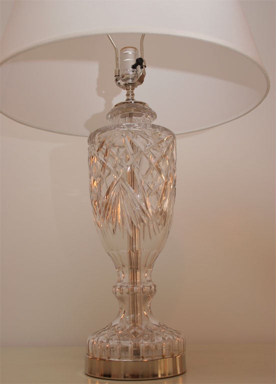 American Waterford Style Cut Glass Table Lamp For Sale