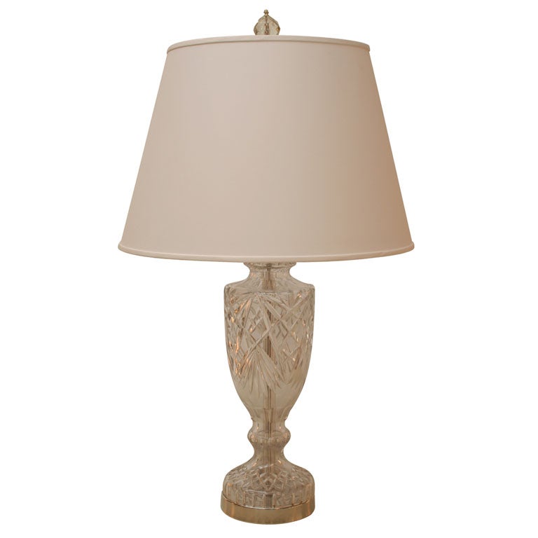 Waterford Style Cut Glass Table Lamp For Sale