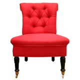 Tufted Back Slipper Chair on Turned Legs