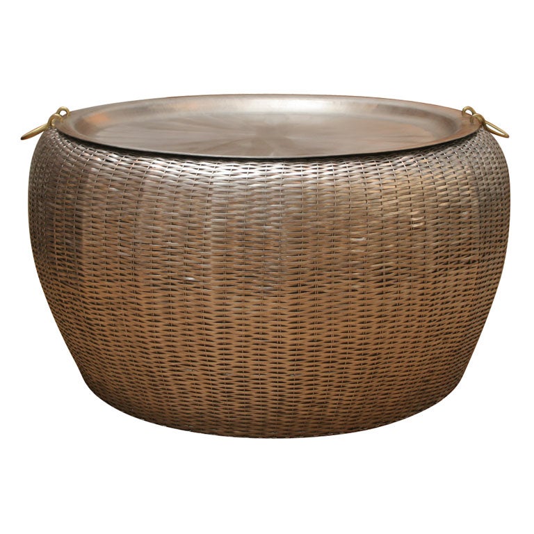 Silver Basket Weave Table at 1stDibs