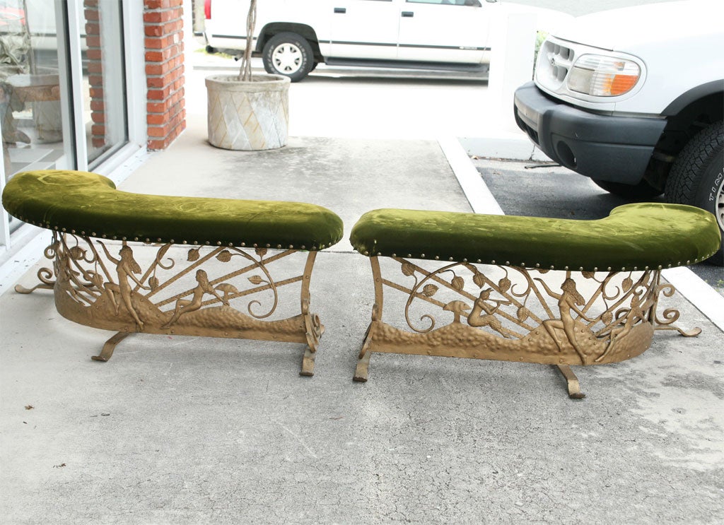French Pair of Art Deco Benches