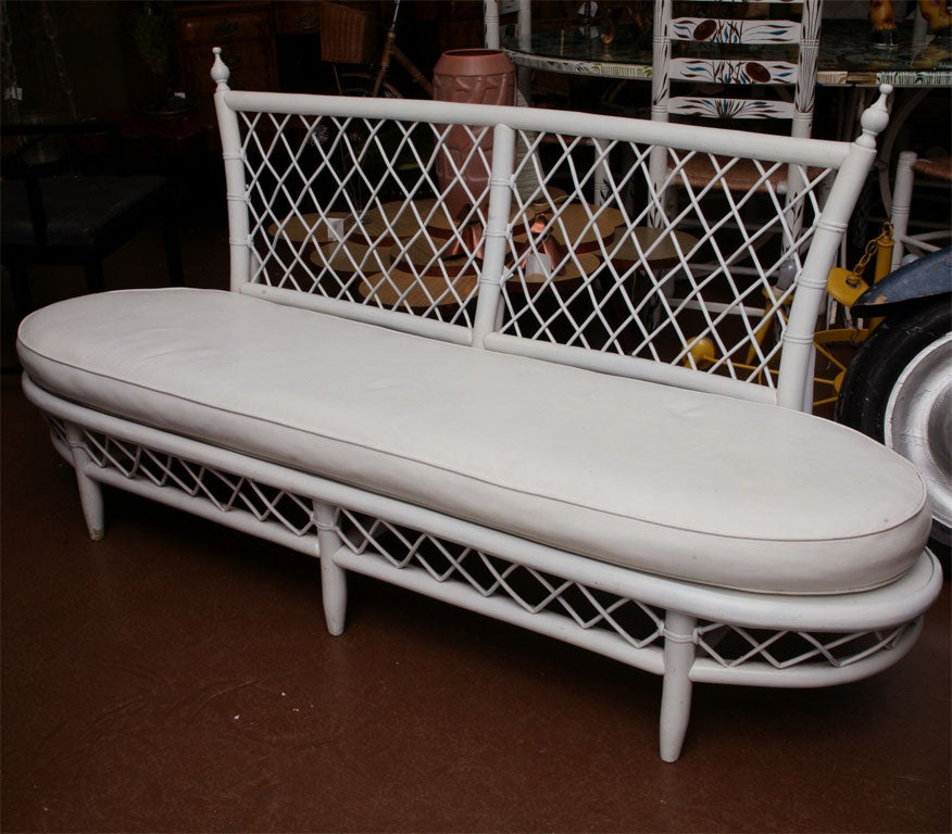 Palm Beach style, mid century wicker sofa. Would be a delightful statement in any room.