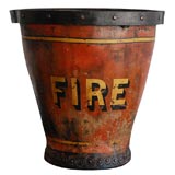 Antique 18TH C. ENGLISH ORIGINAL PAINTED LEATHER FIRE BUCKET