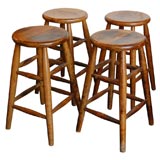 Antique 19TH C. SET OF FOUR MATCHING MAPLE  BAR STOOLS