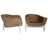 Pair Barrel Armchairs with Tripod Bases