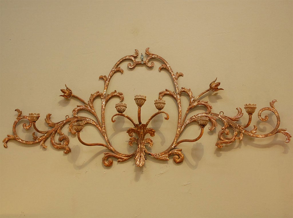 Vintage French Metal Hanging Candelabra