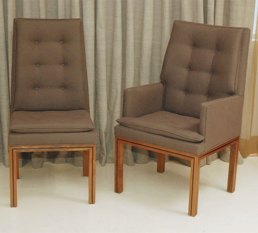 Set Of 10 Glenn Of CA Dining Chairs With Walnut & Ebony Bases