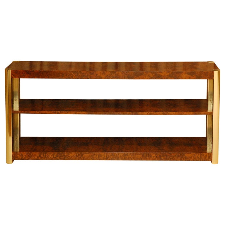 Pace Burl And Brass Console