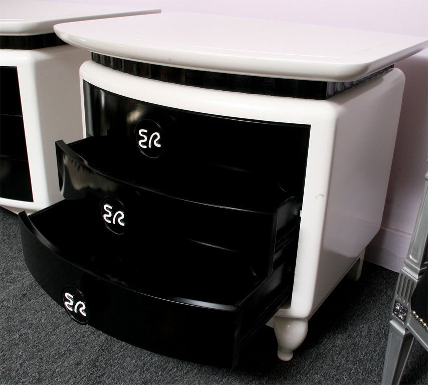 American ORIGINAL EDEN ROC  NIGHTTABLES REFINISHED IN HIGH GLOSS FINISH