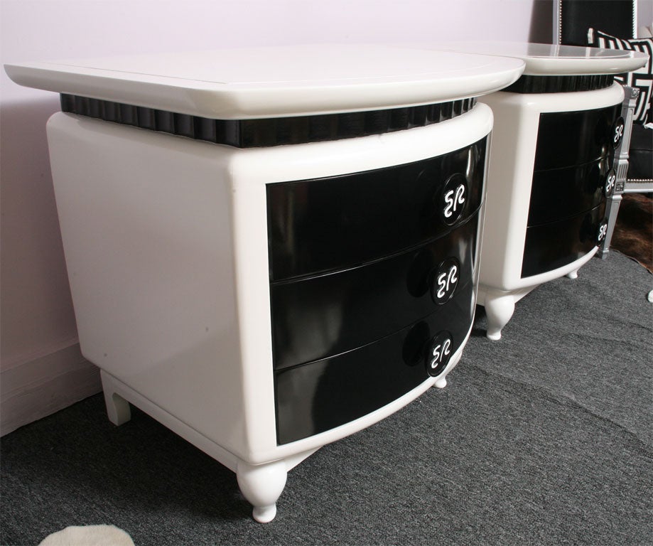 ORIGINAL EDEN ROC  NIGHTTABLES REFINISHED IN HIGH GLOSS FINISH 3