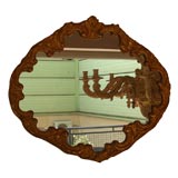 Antique Early 20th Century Oval Mirror with Elaborate Gilt Wood Frame
