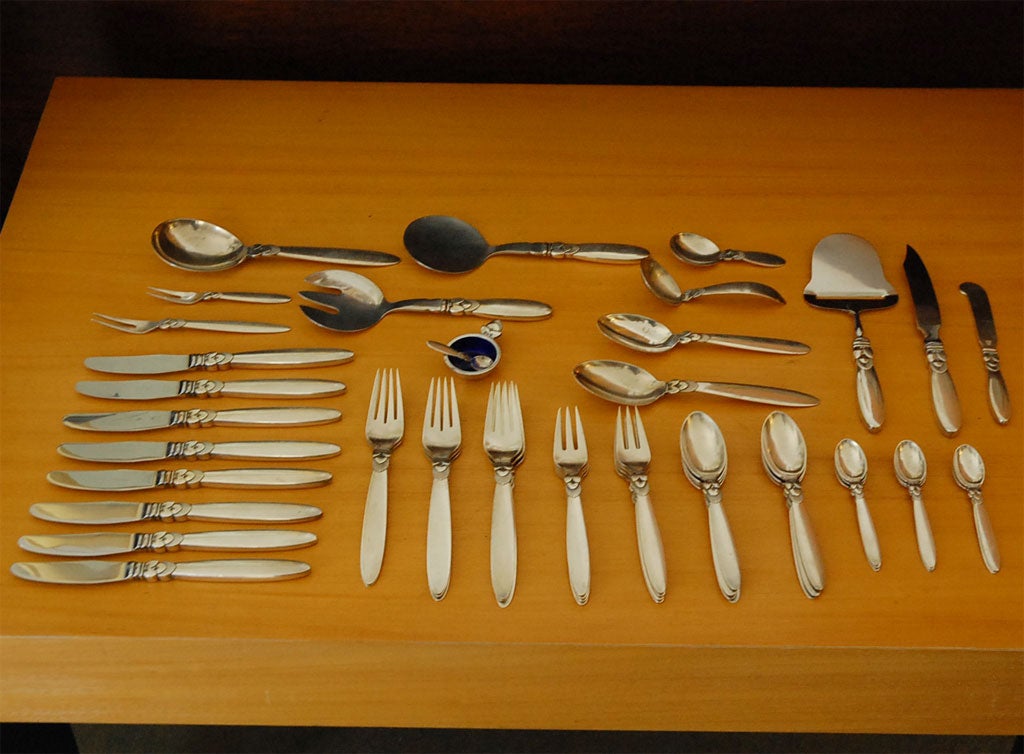 Georg Jensen Besteck aus Sterlingsilber "Kaktus" Muster