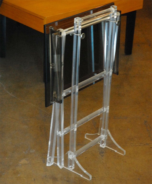 Lucite folding with stand TV dinner two tone tables. at 1stDibs