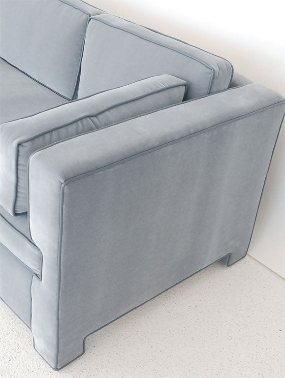 American Handsome Tailored Single Cushion Sofa in Mohair and Leather