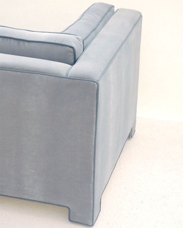 Handsome Tailored Single Cushion Sofa in Mohair and Leather 1