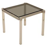 Lucite and Chrome Side Table with Smoked Glass Top