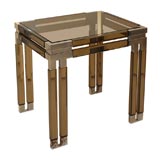 Solar Bronze Lucite and Glass Side Table by Paul Laszlo