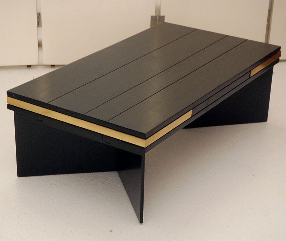 Coffee Table in Mahogany, Brass, and Murano Tiles by Dunbar 5