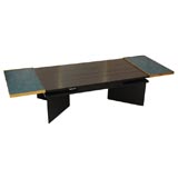 Coffee Table in Mahogany, Brass, and Murano Tiles by Dunbar