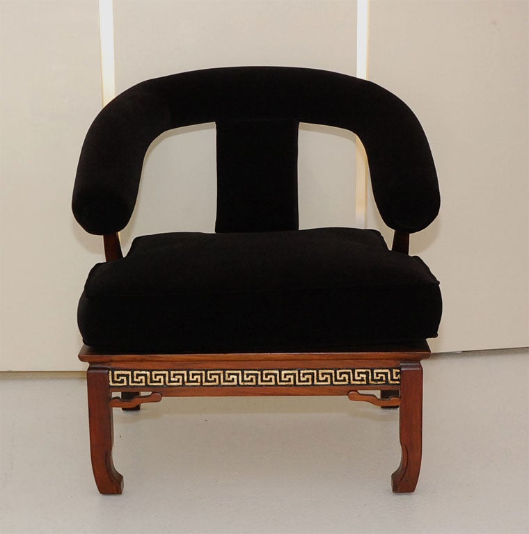Mid-20th Century Pair of Custom Made Chairs and Ottomans after James Mont