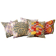 Assorted Ikat Patchwork Pillows w/ natural kapok fill