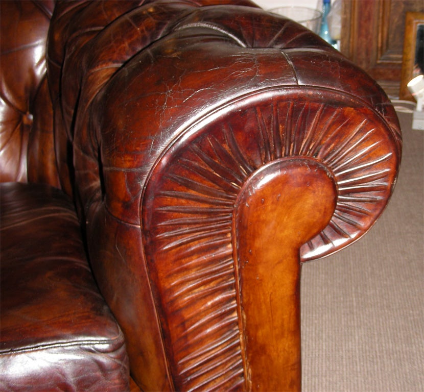 Leather 1950s Chesterfield Sofa Edited by Poltrona Frau For Sale
