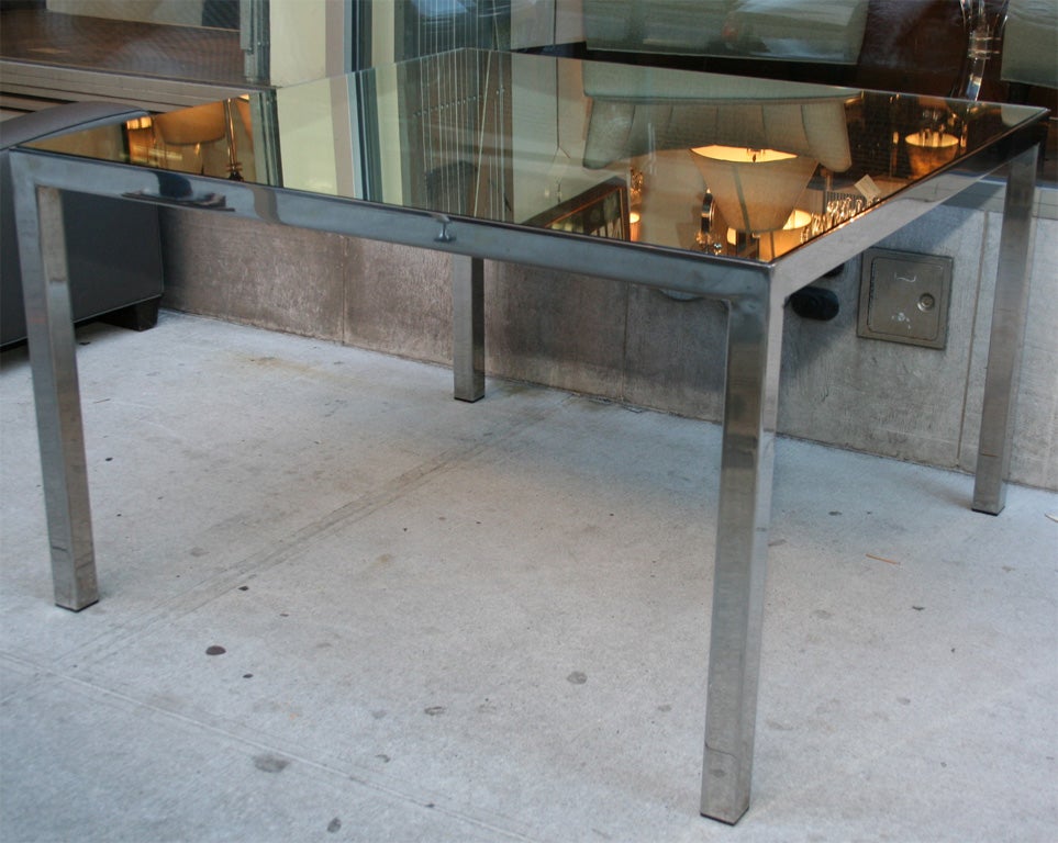 square mirrored dining table