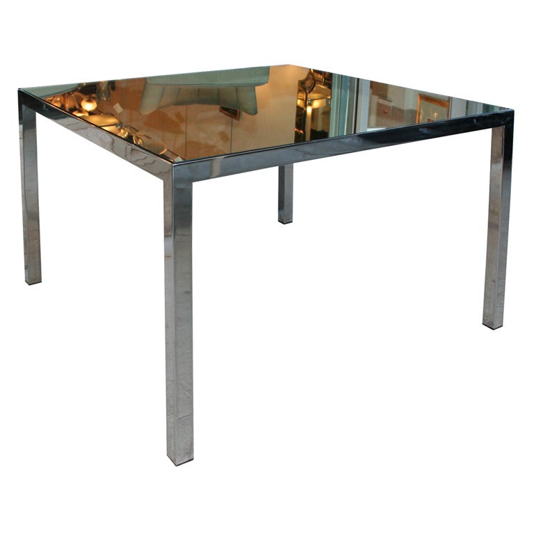 Mid Century Modern Square Dining Table W Rectangular Chrome Legs Mid Century Modern Square Dining Table W Rectangular Chrome Legs Mirrored Top For