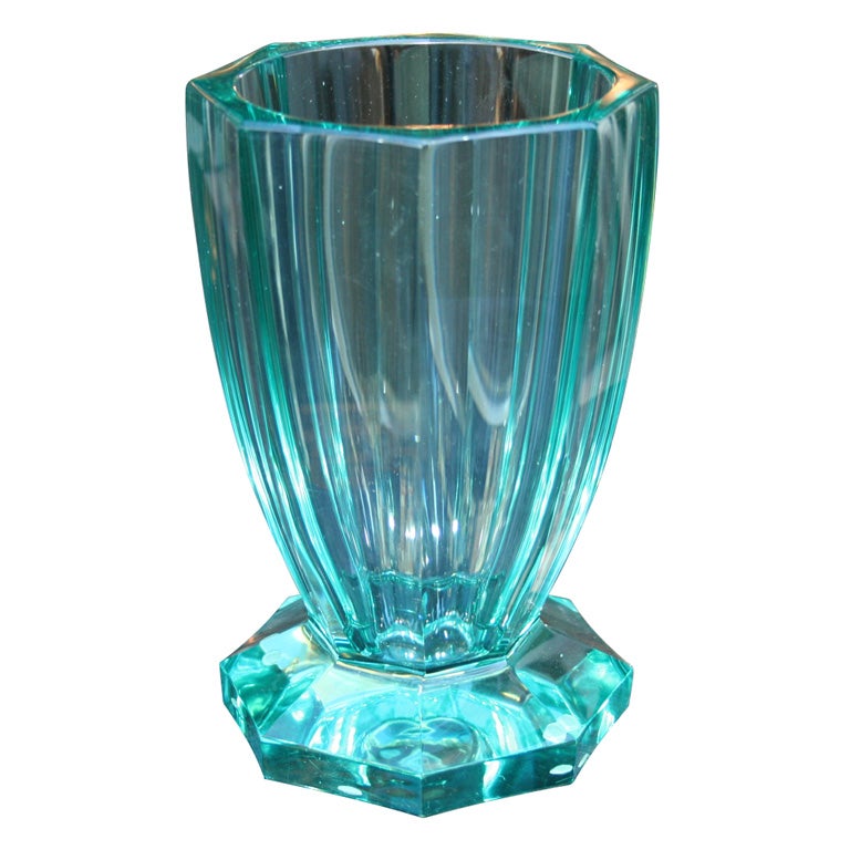 Stylized Art Deco Crystal Vase by Moser