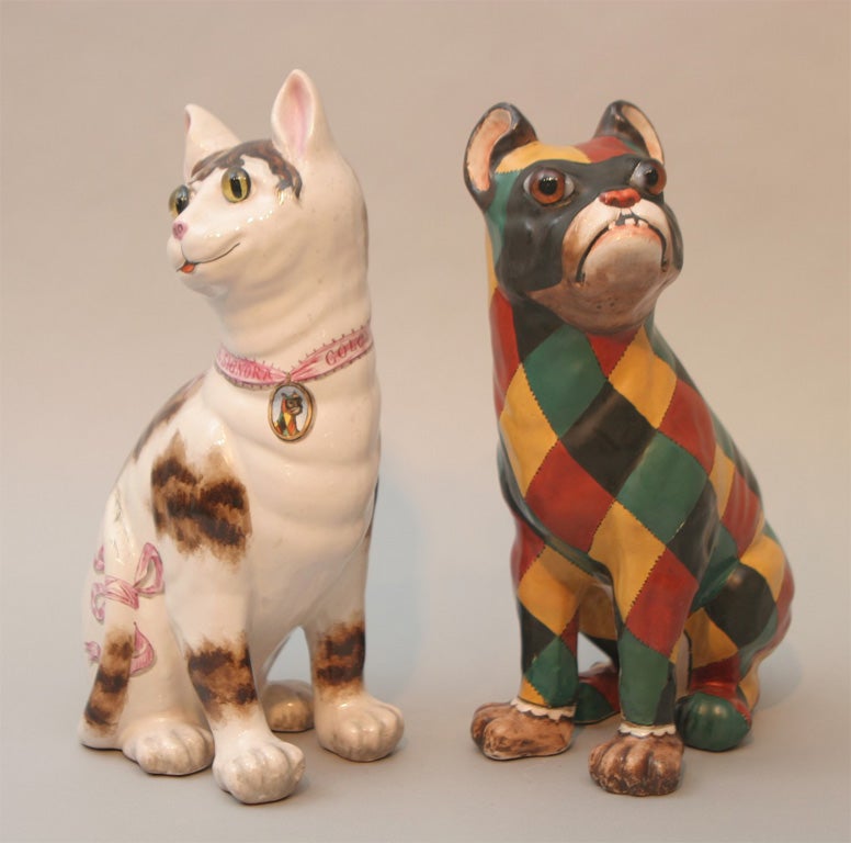An important pair of Emile Galle faience figures of 