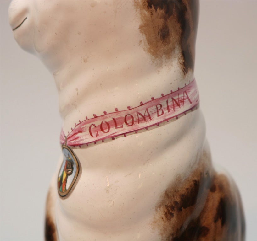 19th Century Important Galle Faience Cat  And Dog For Sale
