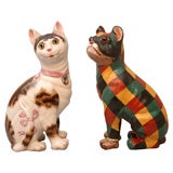 Important Galle Faience Cat  And Dog