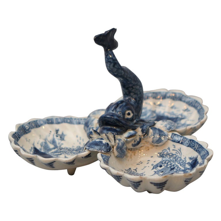 Bow Porcelain Dolphin Sweetmeat Dish For Sale